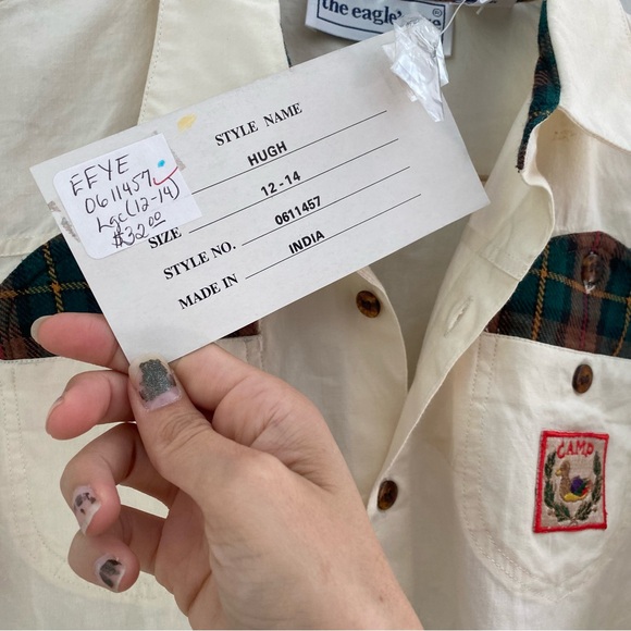 Vintage NWT The Eagle’s Eye long sleeve kids boys girl patch button down shirt - Picture 6 of 13